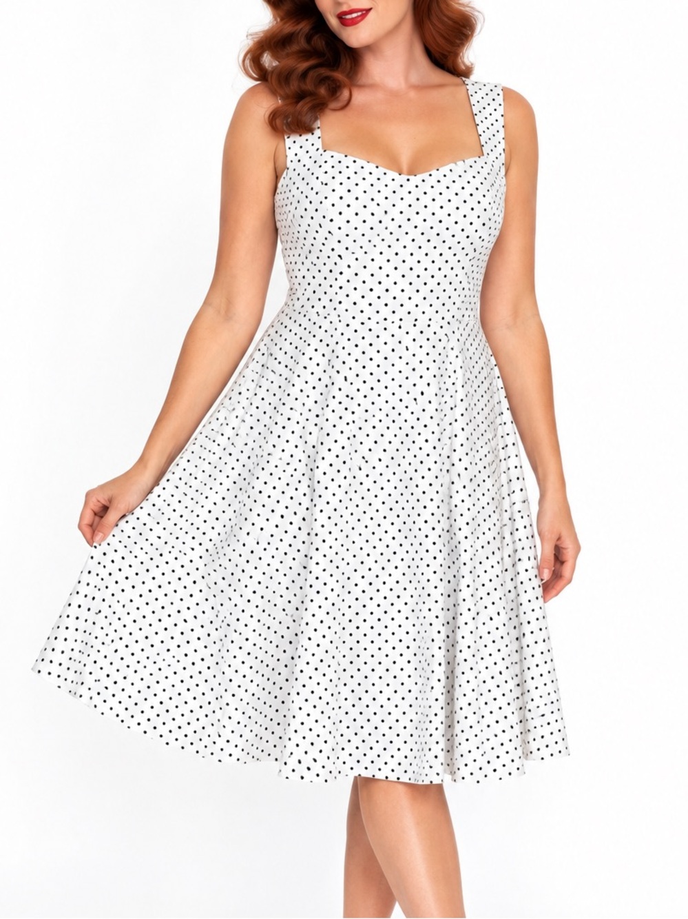 Torrid White Polka Dot Fit & Flare Knit Dress SZ 16 Retro Pinup Rockabilly Swing